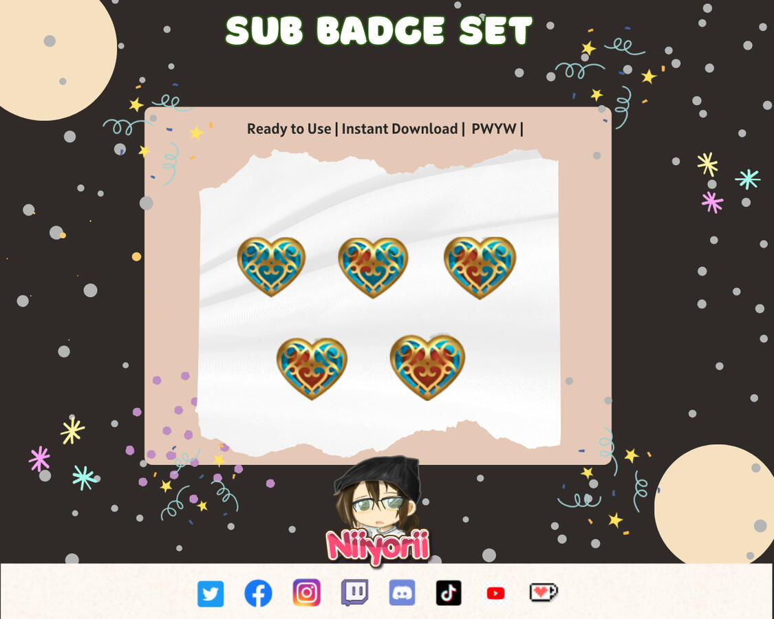 Piece of Heart - Sub/Bit Badge Set Piece of Heart - Sub/Bit Badge Set
