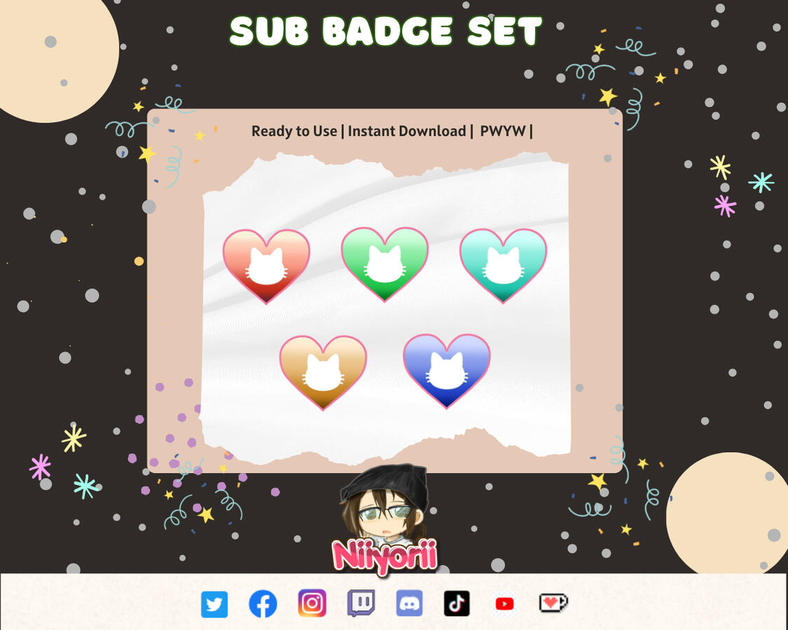 Cat-Heart Sub badge Set